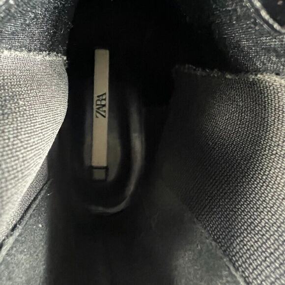 Zara Boots Womens 8 Brown Leather Ankle Lug Soles Round Toe Elastic Side Panels - Picture 6 of 13